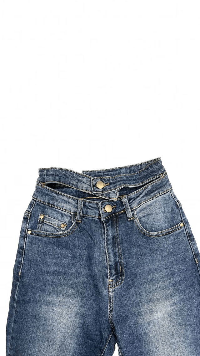 Jeans vita alta doppio bottone